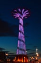 The former parachute jump in Coney Island now displays a colorful light show