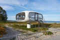 The former rescue tower by architect Ulrich Muether on the beach on the Baltic coast of Binz in Germany