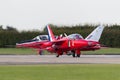 Former Royal Air Force RAF Red Arrows aerobatic display team Folland Gnat T Mk.1 jet trainer aircraft of the Gnat display team. Royalty Free Stock Photo