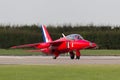 Former Royal Air Force RAF Red Arrows aerobatic display team Folland Gnat T Mk.1 jet trainer aircraft of the Gnat display team. Royalty Free Stock Photo