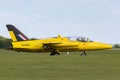 Former Royal Air Force RAF 1950`s era Folland Gnat T Mk.1 jet trainer aircraft G-MOUR.