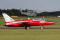 Former Royal Air Force RAF 1950`s era Folland Gnat T Mk.1 jet trainer aircraft G-RORI XR538 of the Gnat Display Team. Royalty Free Stock Photo