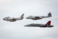 Former Royal Australian Air Force RAAF Commonwealth Aircraft Corporation CA-27 Sabre F-86 Sabre jet aircraft leading a Gloster