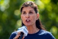 Former South Carolina Governor and Republican Presidential Candidate Nikki Haley Speaking at the Iowa State Fair in Des Moines,