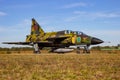 Former Swedish Air Force Saab 37 Viggen fighter jet at Kleine-Brogel Airbase. Belgium - September 14, 2019