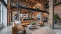 A former textile mill turned modern masterpiece this adaptive reuse home showcases exposed brick walls towering ceilings