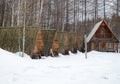 Former tourist camp in the countryside with a wooden dwelling