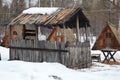 Former tourist camp in the countryside with a wooden dwelling