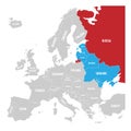 Former Union of Soviet Socialist Republics, USSR, Russia, Ukraine, Belarus, Estonia, Latvia, Lithuania and Moldova in