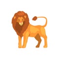 Formidable lion, wild predatory animal vector Illustration on a white background