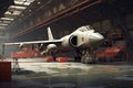 Formidable Military jet in hangar. Generate Ai