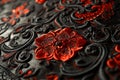 Formidable Richly ornate black red wall. Generate Ai