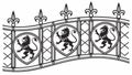 Medieval gate with heraldic lions, historical architecture and noble symbolism, vector design Generative AI Royalty Free Stock Photo