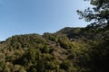 Formigueiros peak Courel hillside with autumn sunlight and blue sky Royalty Free Stock Photo