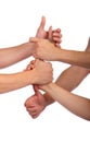 Forming a team. Fists in chain. Royalty Free Stock Photo