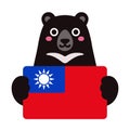 Formosan black bear holding flag of Taiwan Royalty Free Stock Photo