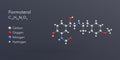 formoterol molecule 3d rendering, flat molecular structure with chemical formula and atoms color coding