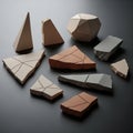 Forms such as pyramids polyhedra and shards with smooth surfaces and Royalty Free Stock Photo