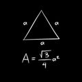 The formula for calculating the side of an equilateral triangle Royalty Free Stock Photo