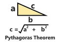 The formula and calculation of Pythagoras Theorem white backdrop