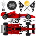 Formula car and objects vector Royalty Free Stock Photo