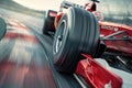 Formula 1 car racing on the circuit track while driving at high speed AIG44 Royalty Free Stock Photo