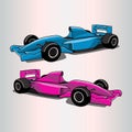 Formula 1 car vector illustration, fit for racing themes. flat color hand-drawn style Royalty Free Stock Photo