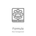 formula icon vector from risk management collection. Thin line formula outline icon vector illustration. Outline, thin line