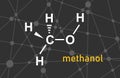 Formula of methanol. Concept of medicine and industry