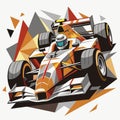 Formula One f1. Abstract vector f 1 bolide racecar on speedway.