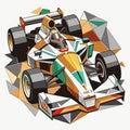 Formula One f1. Abstract vector f 1 bolide racecar on speedway.