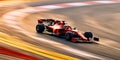 Formula One race. Red fast racing car speed driving on track. Motion blur Royalty Free Stock Photo