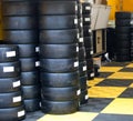 Formula One 1 race tires and wheels Royalty Free Stock Photo