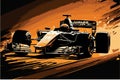 Formula one racer. Vector art of fast racing car. F1 driver competing at high speed