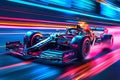 Formula race car on the road with motion blur Royalty Free Stock Photo