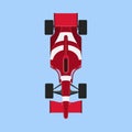 Formula 1 race car sport vector icon top view. Speed auto f1 champion red vehicle. Bolide rally prix flat game transport Royalty Free Stock Photo