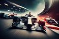 formula 1 race track, with cars speeding past the camera on an adrenaline-filled race Royalty Free Stock Photo