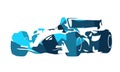 Formula racing car, abstract blue illustration Royalty Free Stock Photo