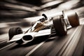 Formula 1 racing car with driver, motion blur.