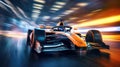 Formula 1, Racing car at high speed. Motor sports competitive team racing wit motion blur background. Generative Ai