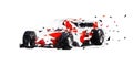 Formula racing car, low polygonal isolated vector illustration. Side view