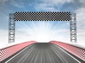 Formula racing finish line view with sky Royalty Free Stock Photo