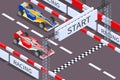 Formula Racing Isometric Composition