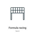 Formula racing outline vector icon. Thin line black formula racing icon, flat vector simple element illustration from editable Royalty Free Stock Photo