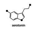 Formula serotonini on a white background.Structure. Royalty Free Stock Photo