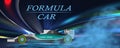 Formula sportcar with dust cloud. Side view turquoise bolid Royalty Free Stock Photo