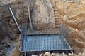 Formwork solutions for reinforced concrete construction in the during construction foundation. Royalty Free Stock Photo