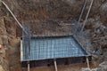 Formwork solutions for reinforced concrete construction in the during construction foundation. Royalty Free Stock Photo