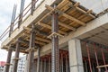 Formwork supports second floor of monolithic building Royalty Free Stock Photo