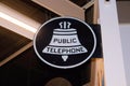 Vintage Double Sided Bell Telephone Public Phone large Metal Flange Sign.
